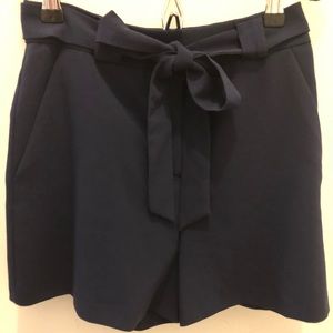 Navy paper bag shorts